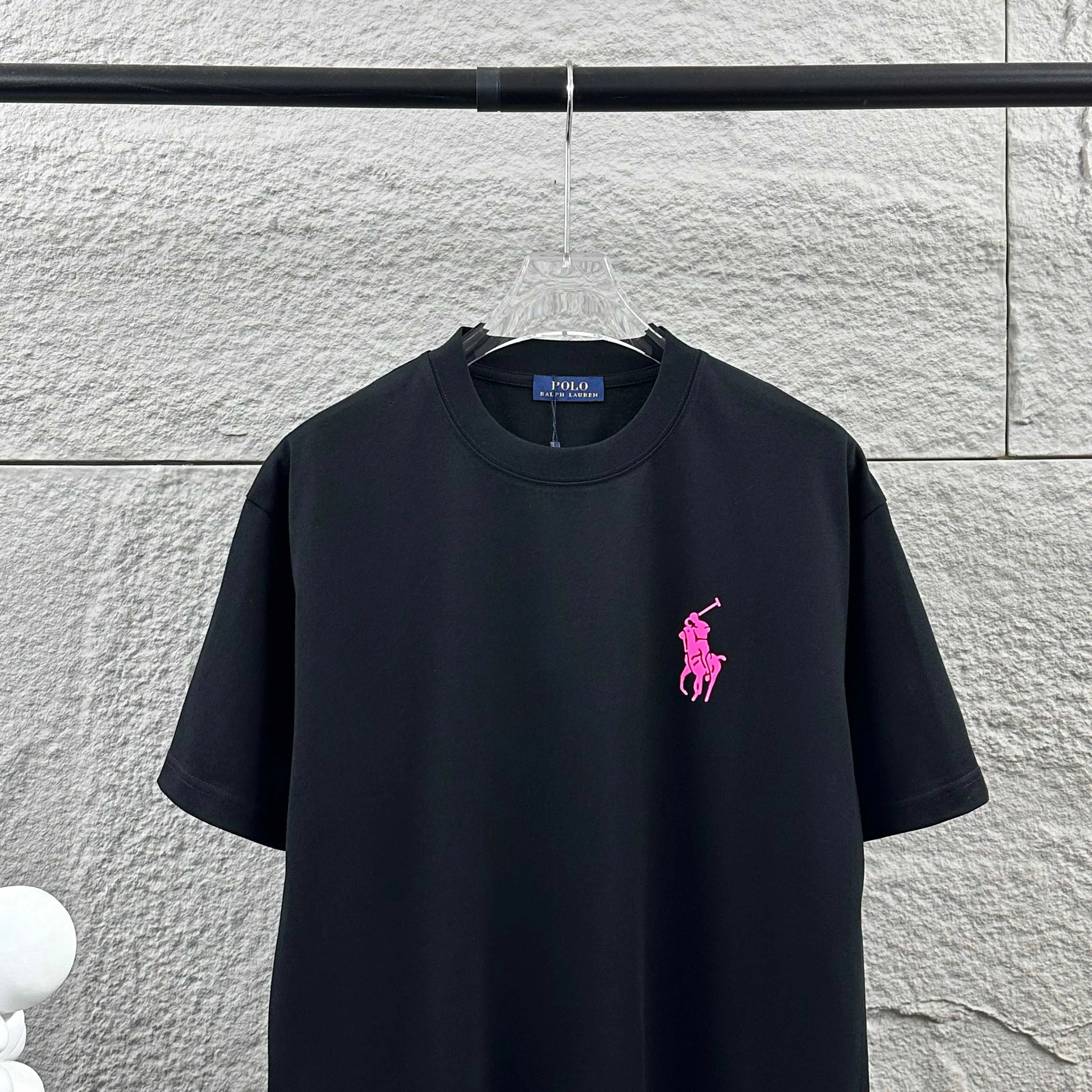 P160 Polo*Ralph*Lauren* new spring and summer short-sleeved T-shirt, classic three-dimensional thick plate silicone technology + foaming technology, customized double yarn plain cotton fabric, same style for men and women Color: black white Size: S (90-130 catties) M (120-150 catties) L (140-165 catties) XL (160-180 catties) XXL (180-210 catties)